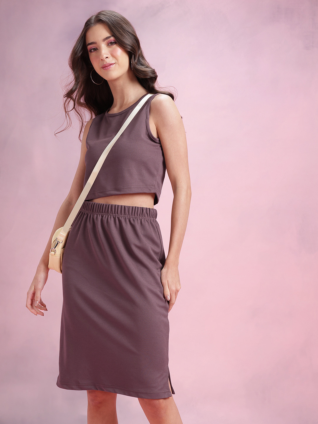 DressBerry Cropped Tank Top With Skirt Co-Ord