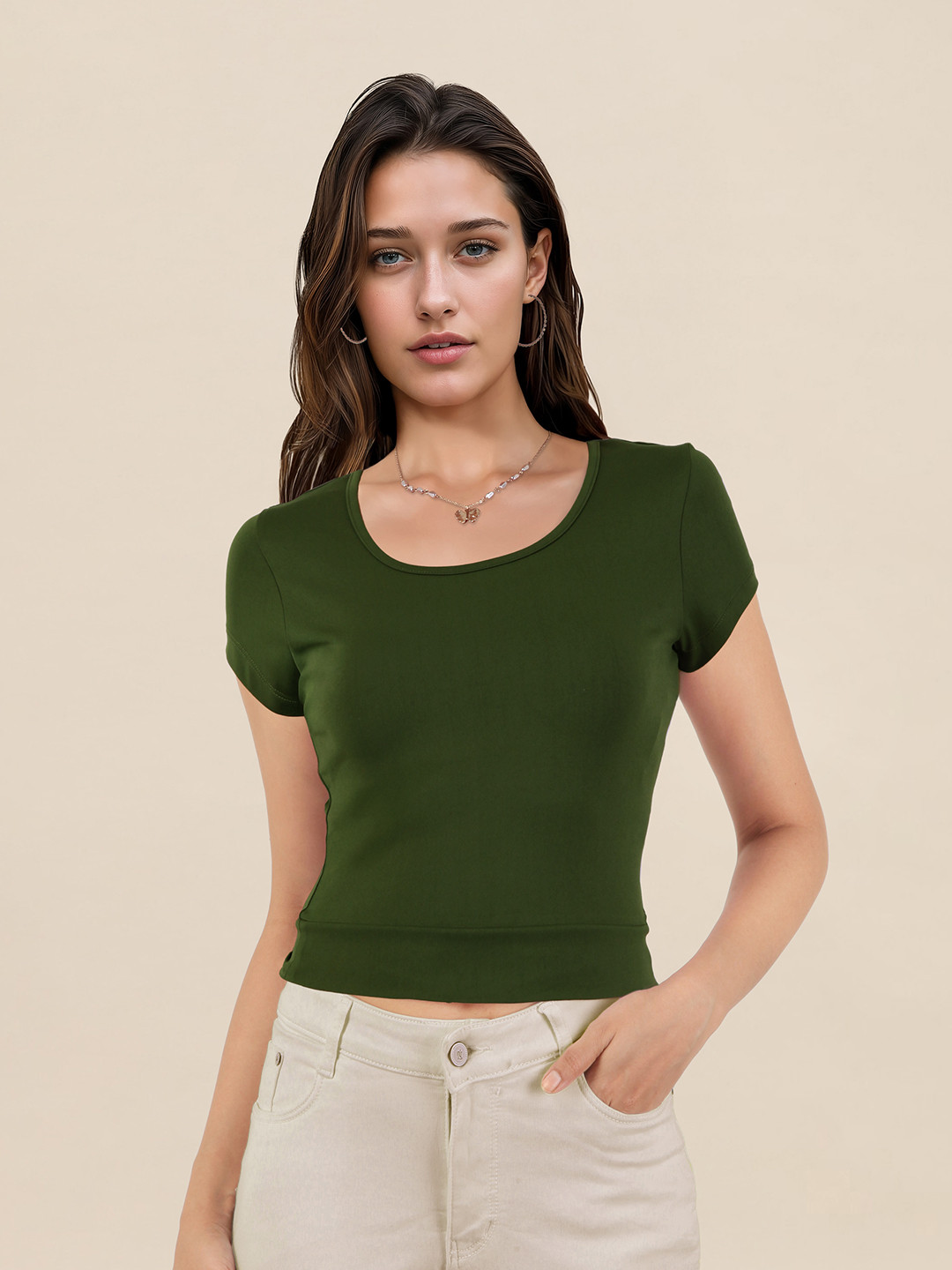 DressBerry Round Neck Ribbed Top