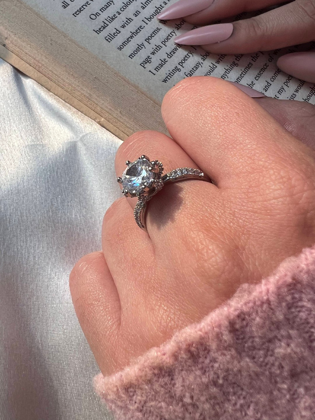 ISHKAARA Rhodium-Plated Stone Studded Enchanted Ember Finger Ring