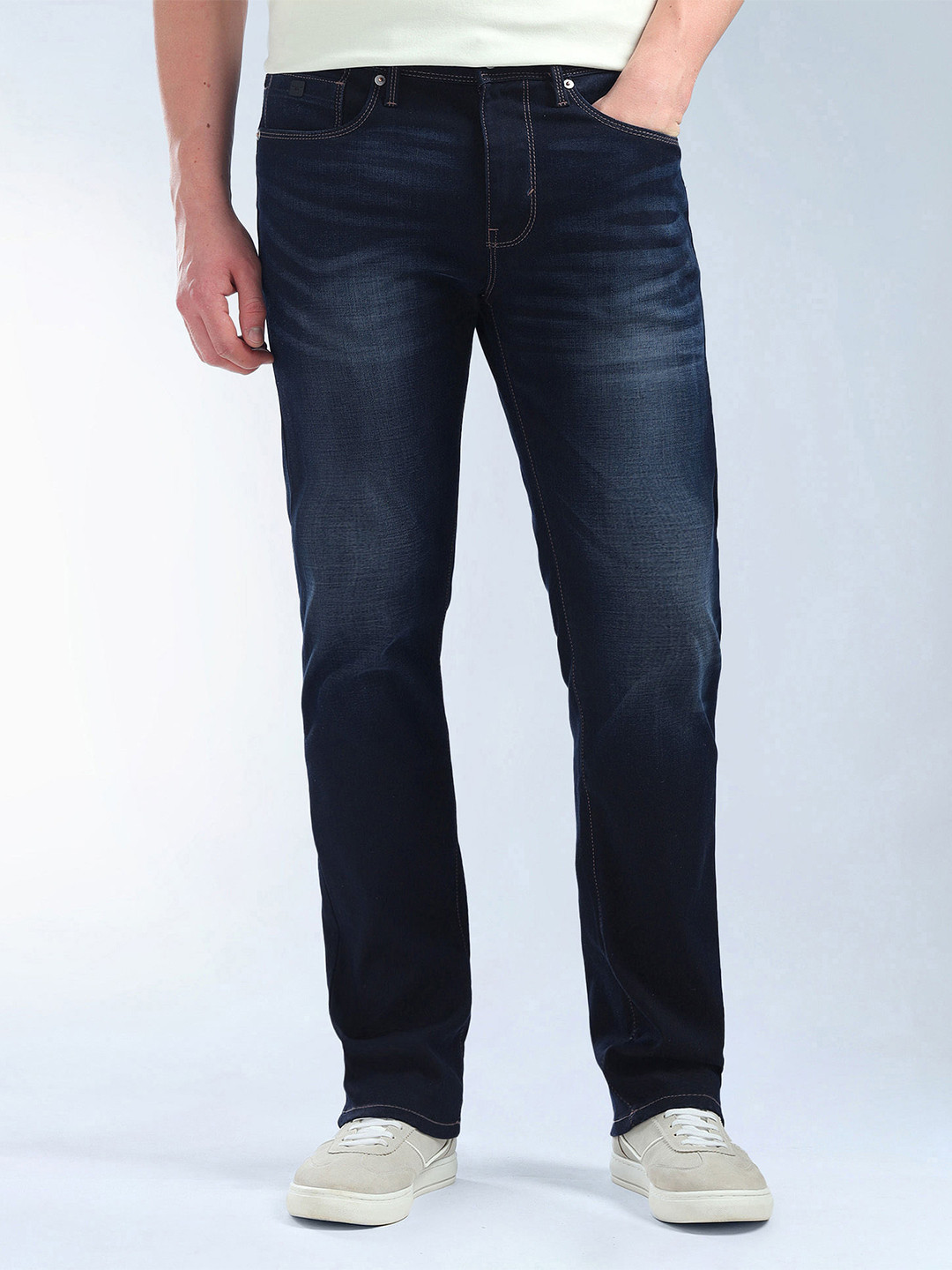 Flying Machine F-Jango Relaxed Straight Fit Whiskered Jeans