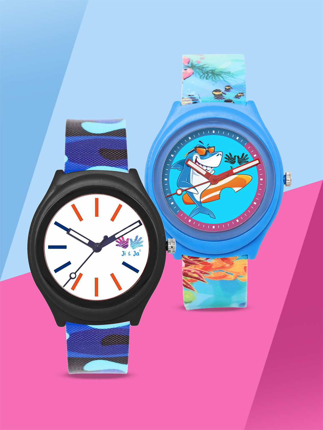 JI & JA Boys Pack Of 2 Dial & Straps Analogue Watch JJ114116