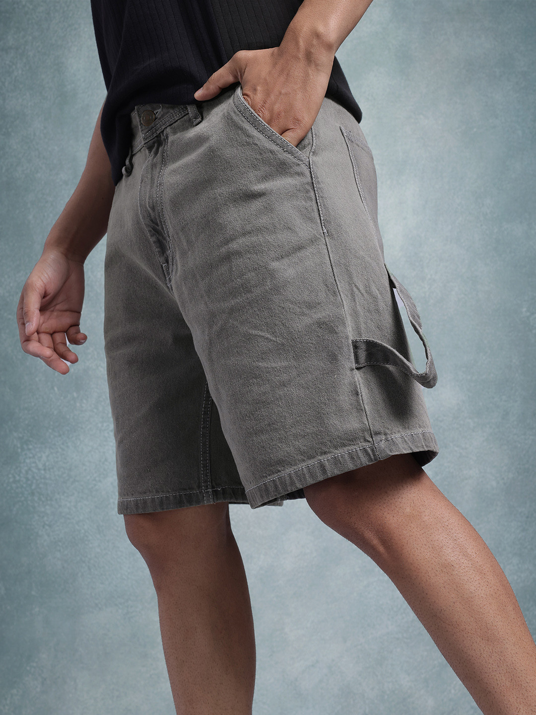 The Roadster Life Co. Men Mid-Rise Washed Effect Pure Cotton Relaxed Fit Carpenter Jorts