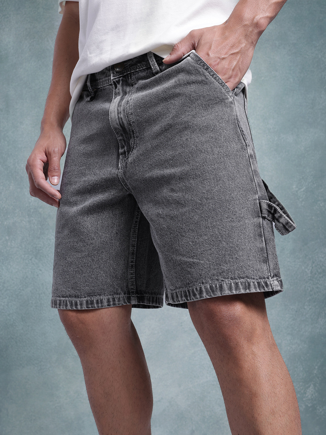 The Roadster Life Co. Men Mid-Rise Washed Effect Pure Cotton Relaxed Fit Carpenter Jorts