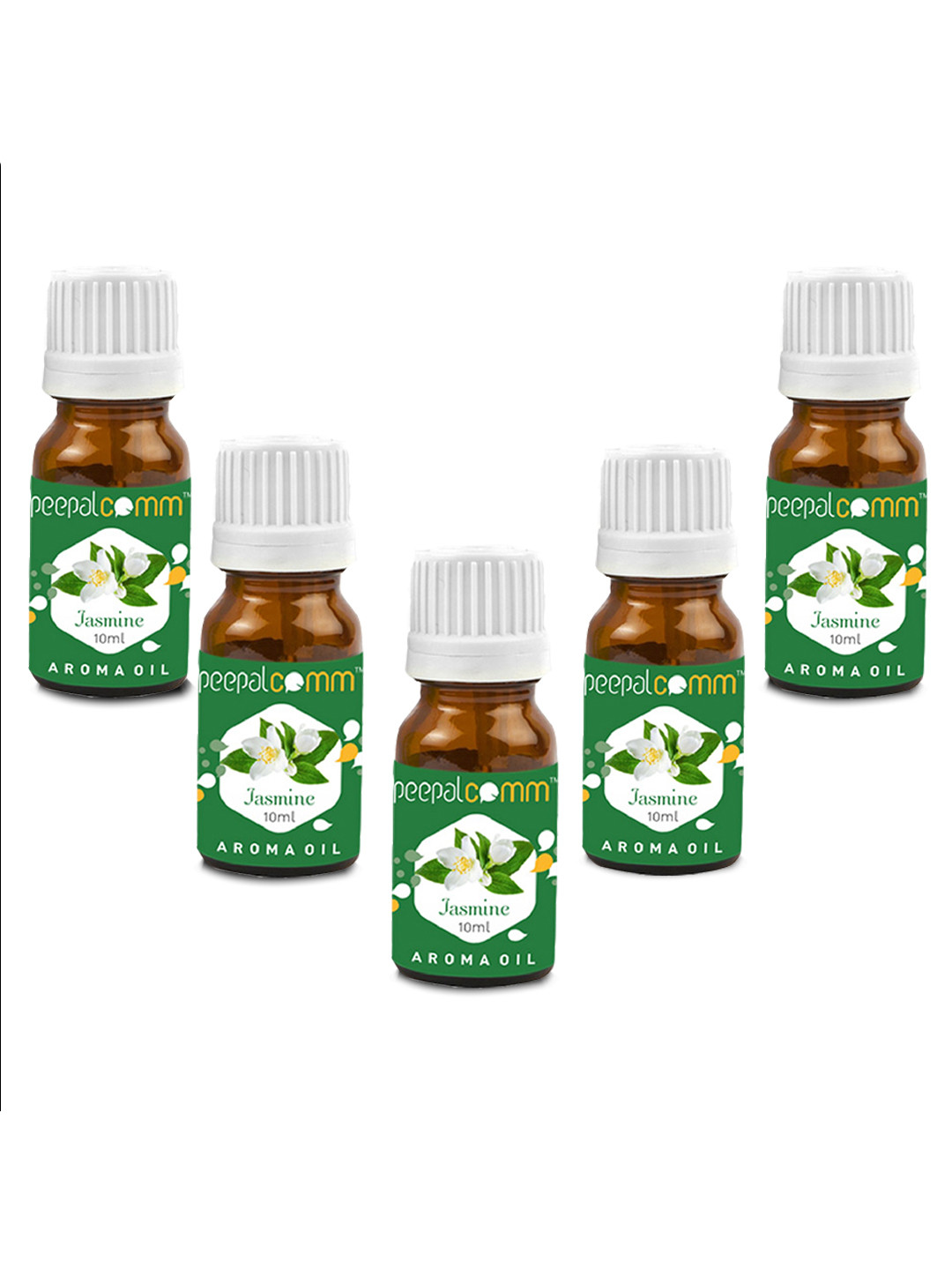 PEEPALCOMM Green & White 5 Pieces Jasmine Essential Oil 10 ml