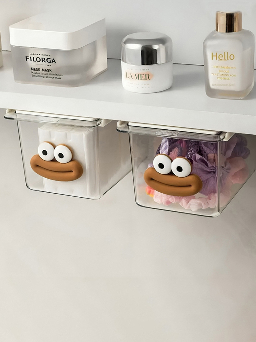 DecorTwist Transparent & Brown Pack of 2 Drawer Storage Box With Lids