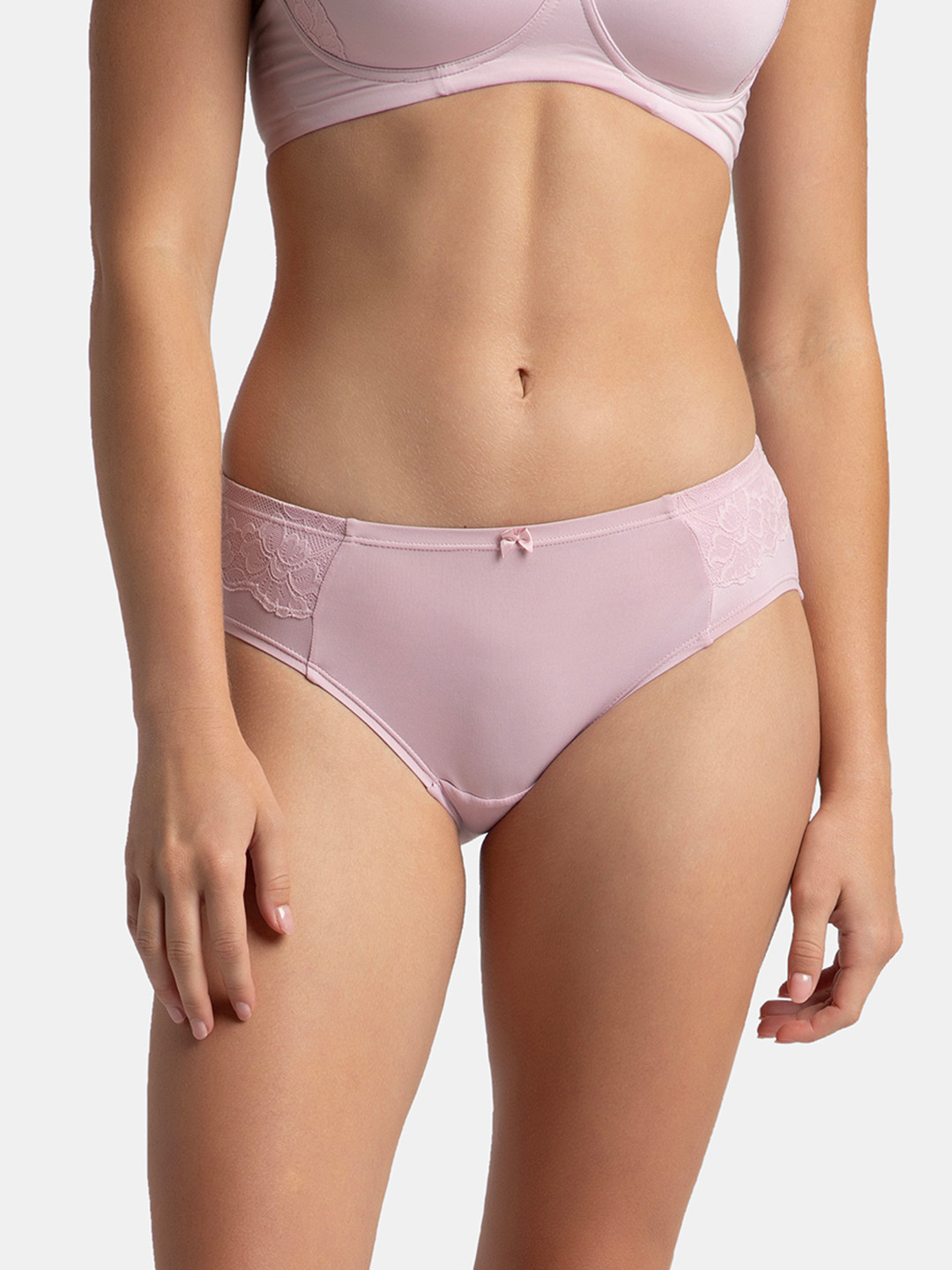 Jockey Full Coverage Soft Touch Microfiber Elastane Hipster with Lace Styling-1874