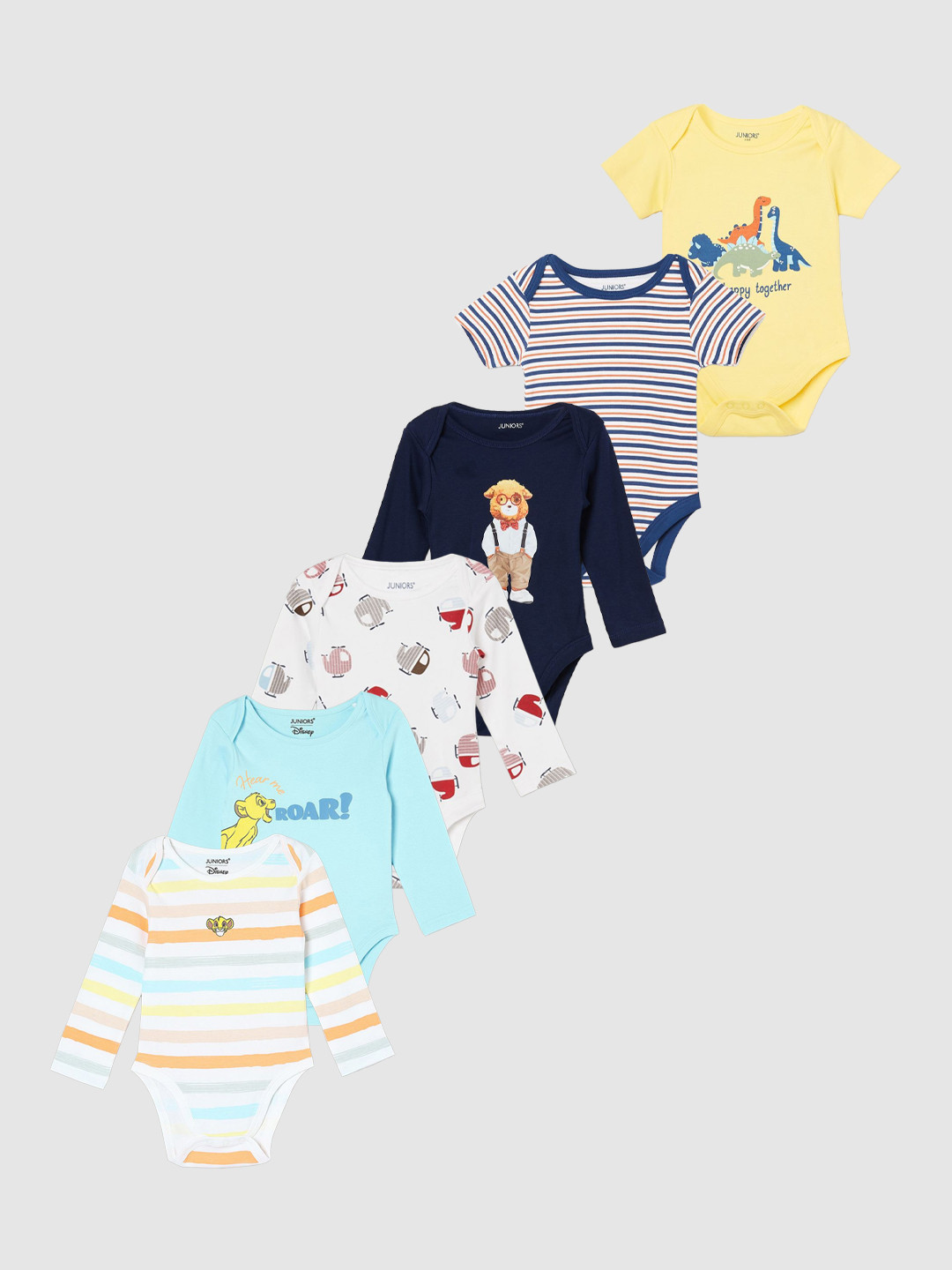 Juniors by Lifestyle Boys Pack Of 6 Bodysuit