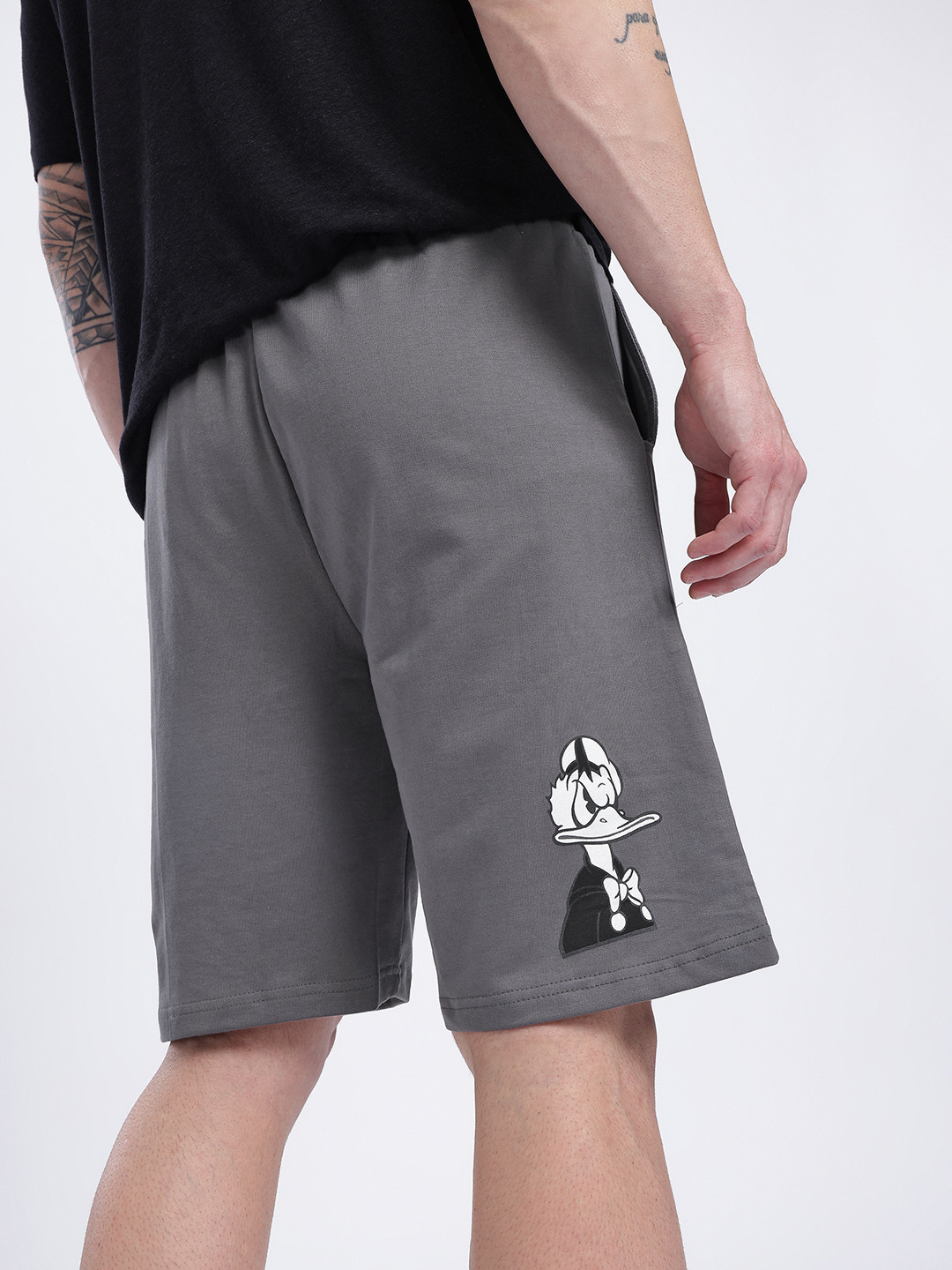 glitchez Men Donald Duck Printed Relaxed Knit Shorts