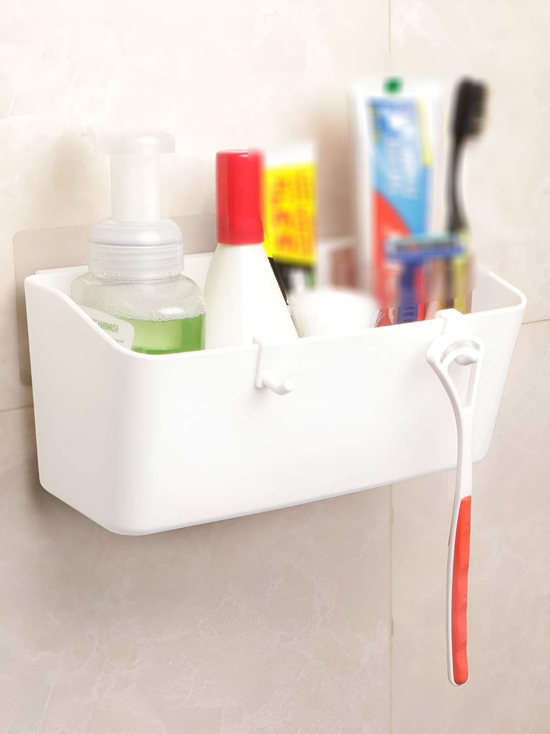HOKIPO White Solid Plastic Bathroom Caddy