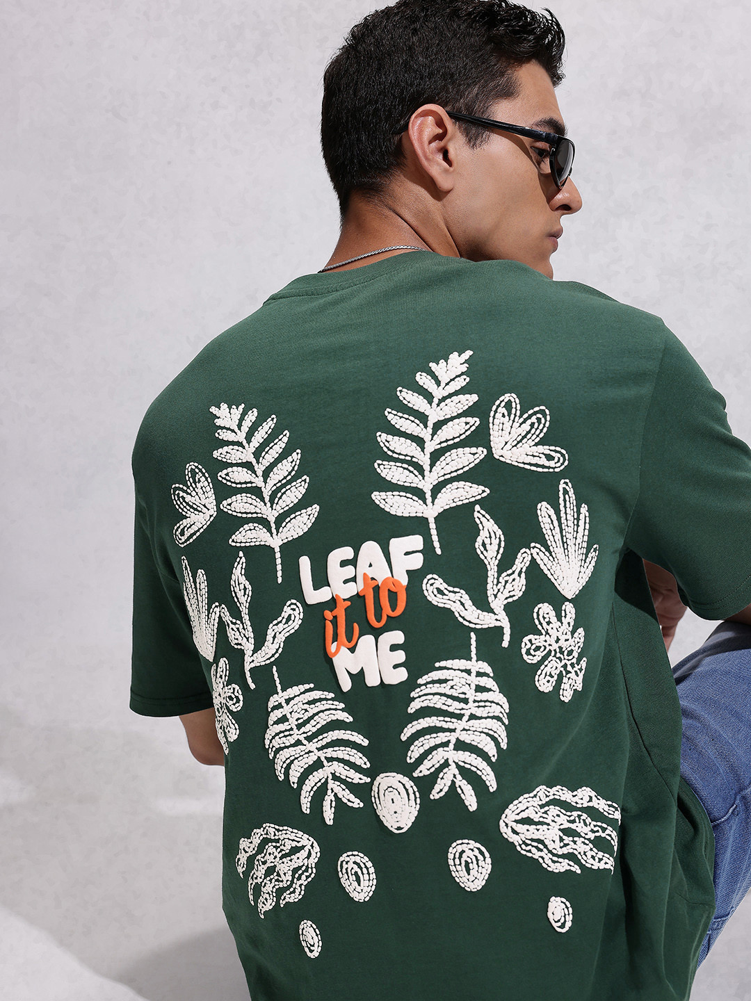 WROGN Oversized Fit Tropical Puff Print Pure Cotton T-shirt