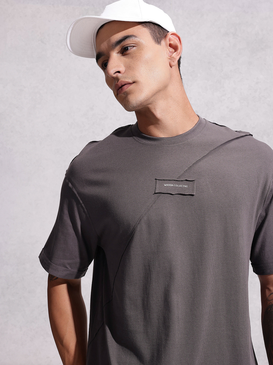 WROGN Pure Cotton Raw Edge Oversized T-shirt