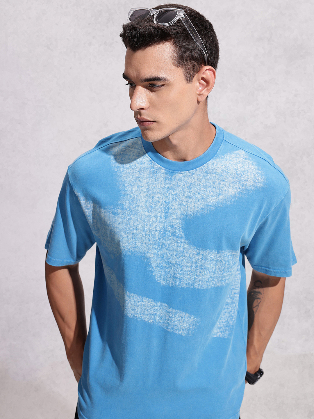 WROGN Brand Logo Printed Pure Cotton Oversized T-shirt