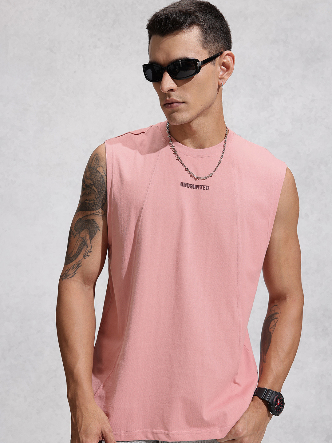 WROGN Sleeveless Pure Cotton Oversized T-shirt