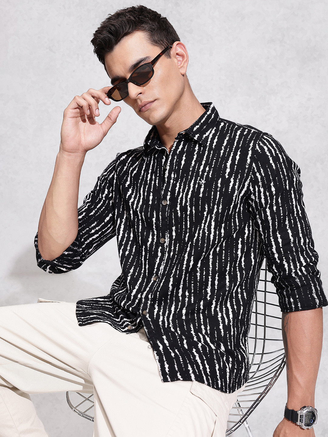 WROGN Printed Pure Cotton Casual Shirt