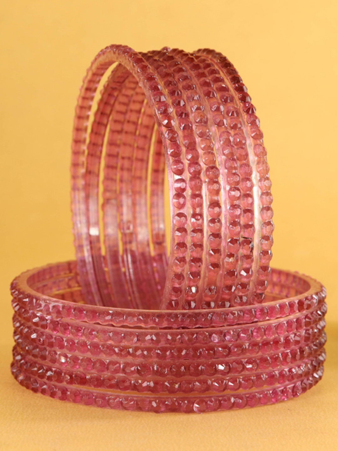 LAVAZZA Set Of 12 Textured Crystal Studded Bangles