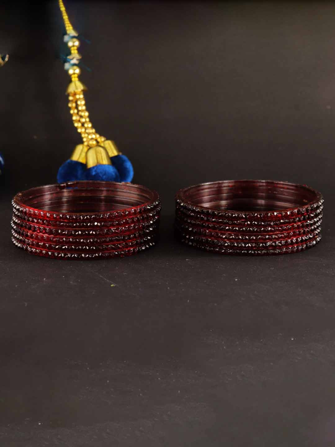 LAVAZZA Set Of 12 Textured Crystal Studded Bangles