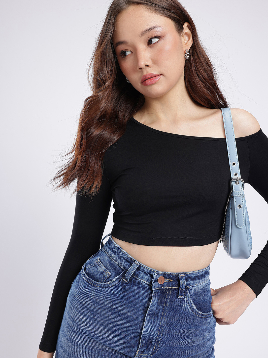 One Shoulder Fitted Crop Top