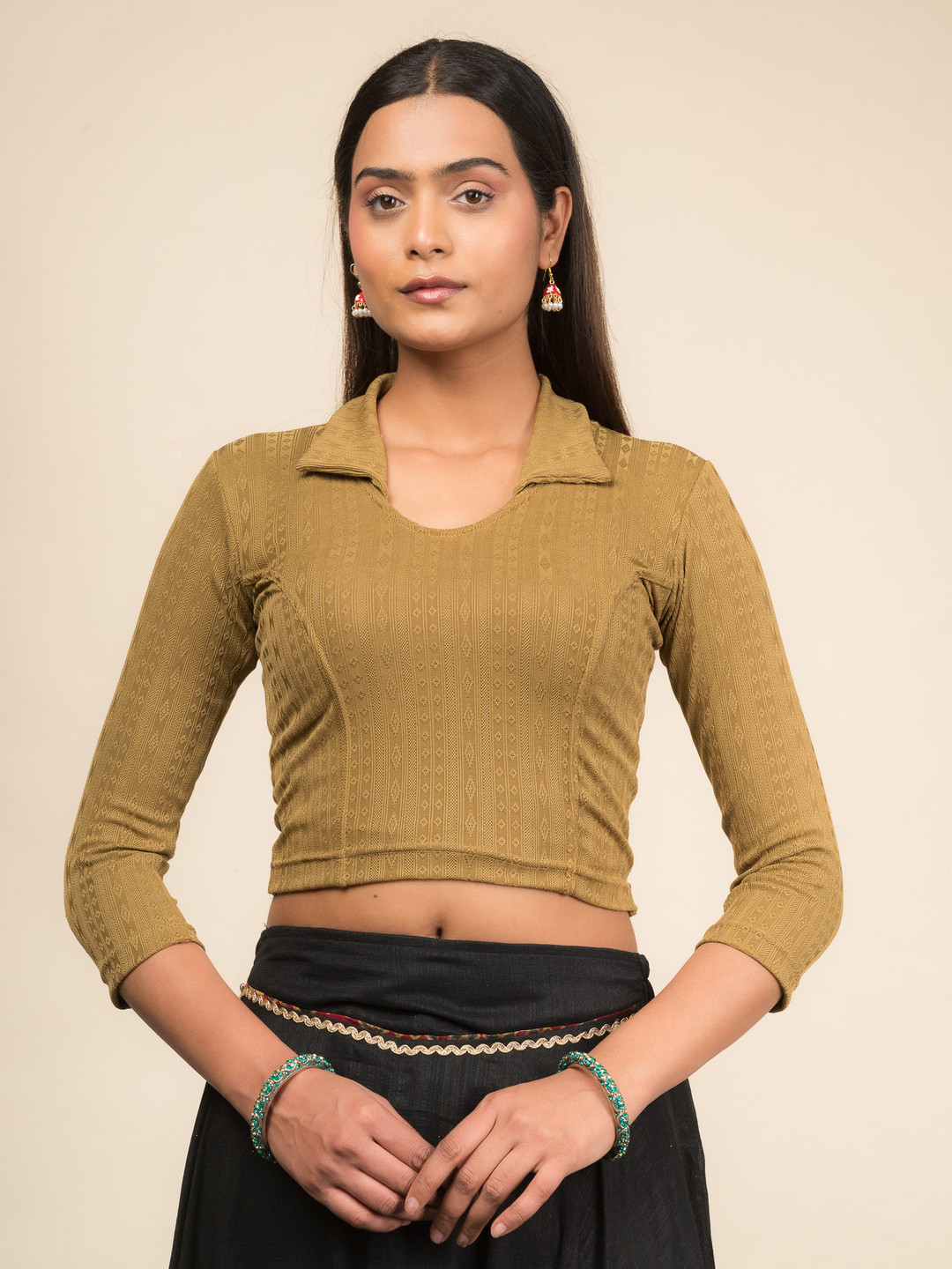 Bindigasm's Advi Collar Princess-Cut Readymade Saree Blouse