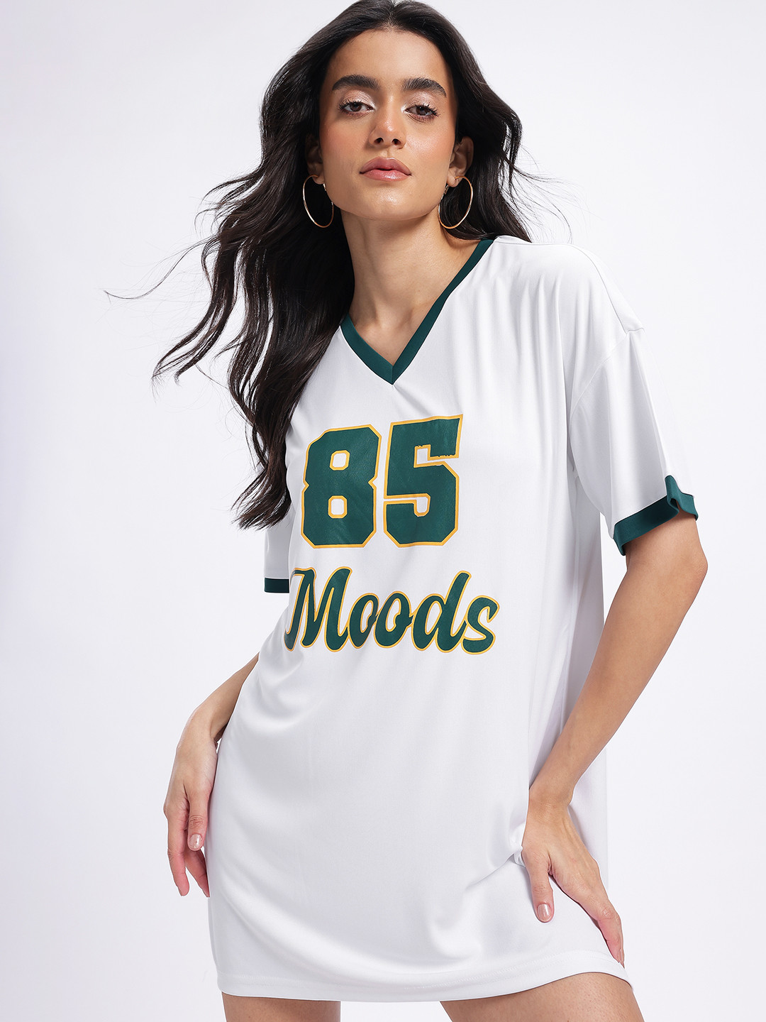 glitchez Varsity Style Oversized Mini T-shirt Dress