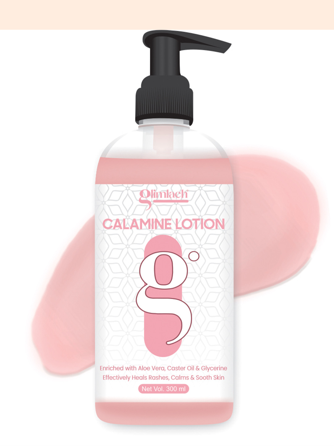 GLIMLACH Calamine Lotion With Aloevera For Glowing Skin - 300 ml