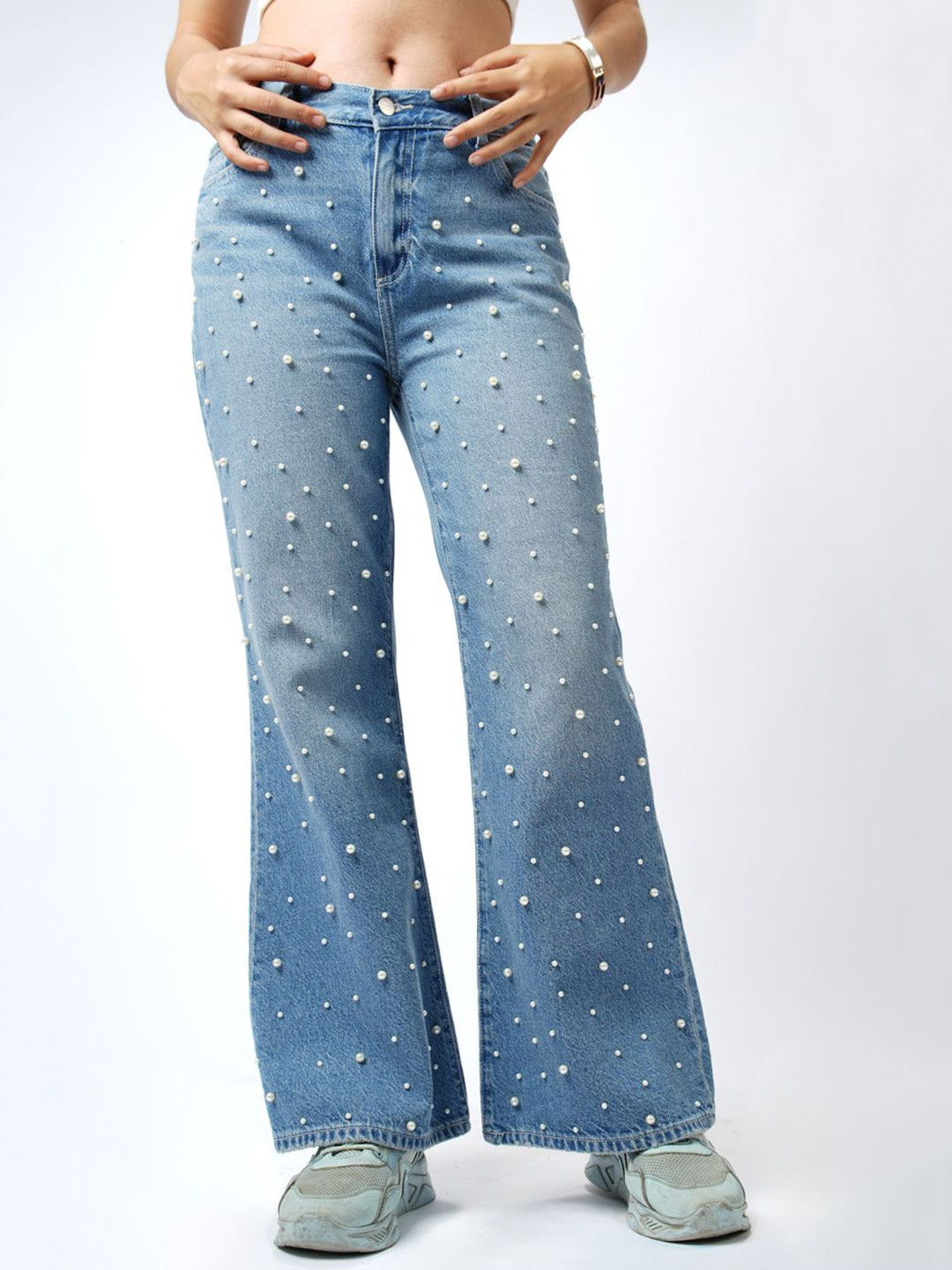 Happy2r Women Slim Fit High-Rise Mildly Distressed Light Fade Jeans