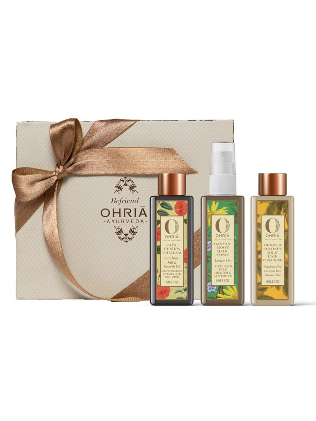 Ohria Ayurveda Hair Loss Ritual Honey Cleanser Banyan Hair Tonic & Japa Oil -150 ml Each