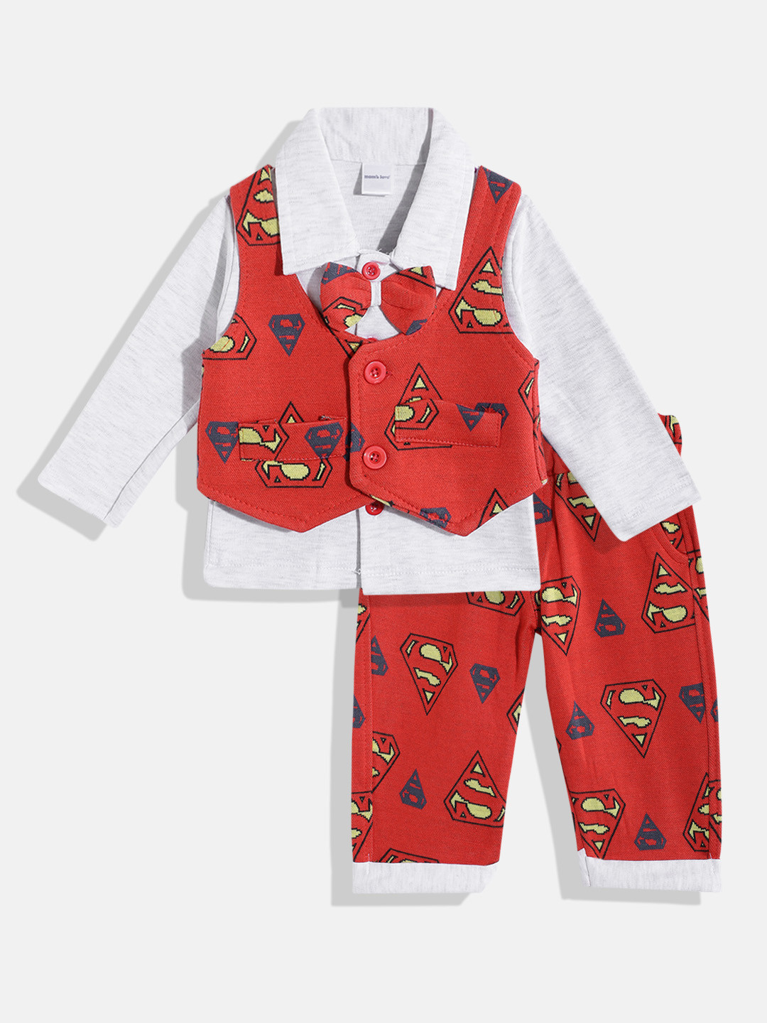 Moms Love Infant Boys Pure Cotton Superman Printed Clothing Set