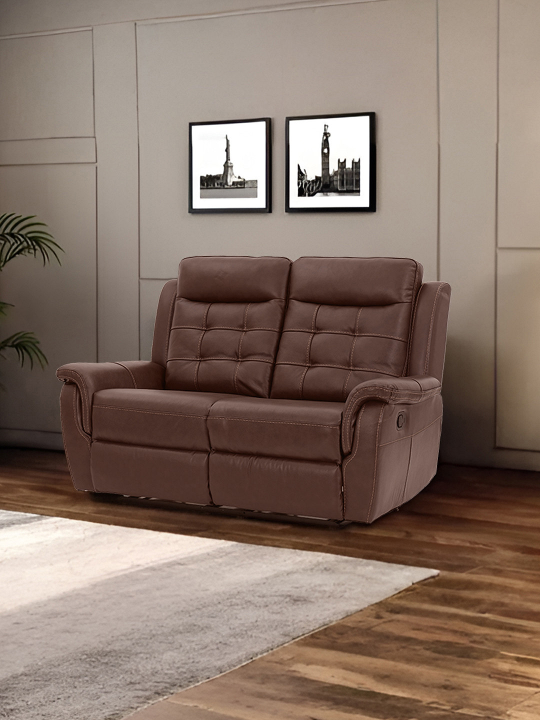 Royaloak Miami American Brown Leather Two Seater Recliner