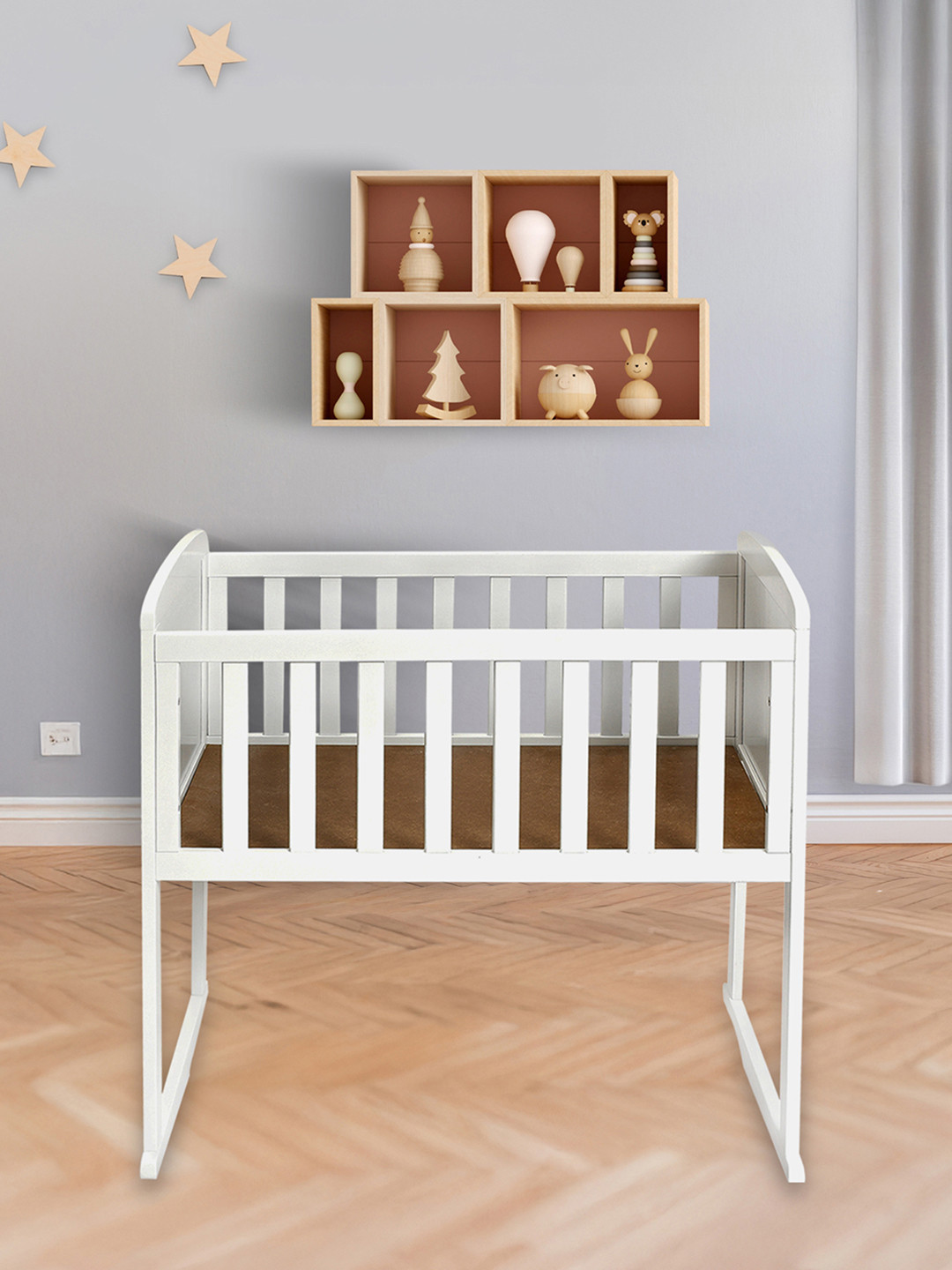 MiArcus Wooden Rocking Cradle, Swing Bed Furniture, White