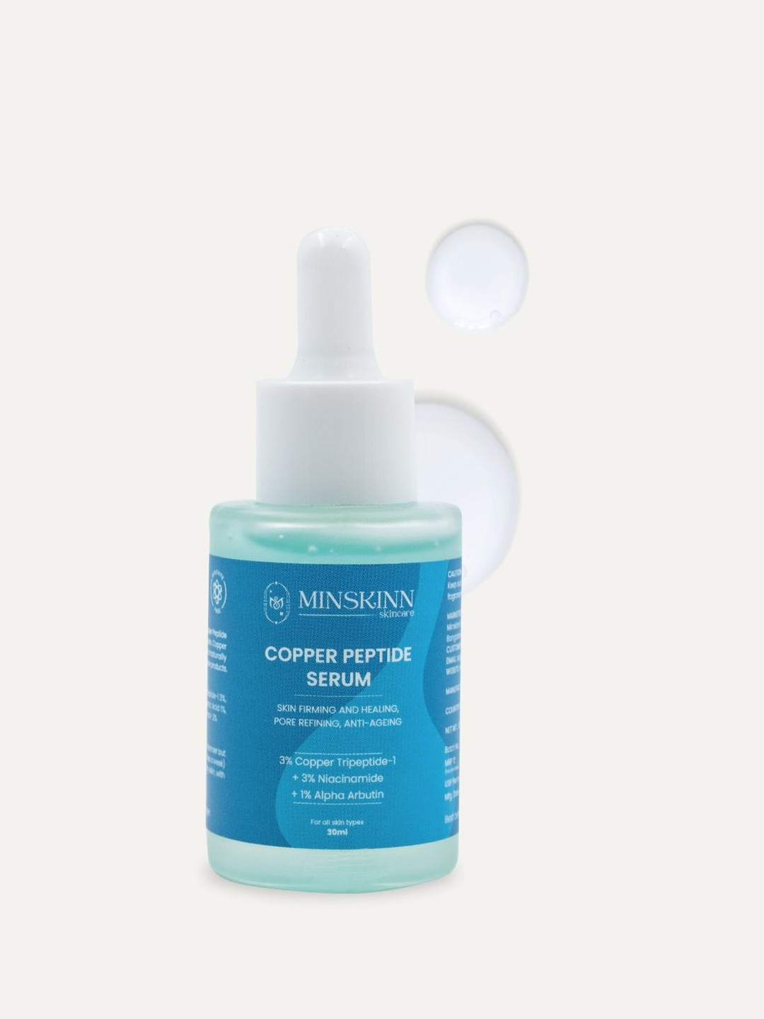 Minskinn Skincare Copper Peptide Serum 3% With Niacinamide & Hyaluronic Acid - 30 ml