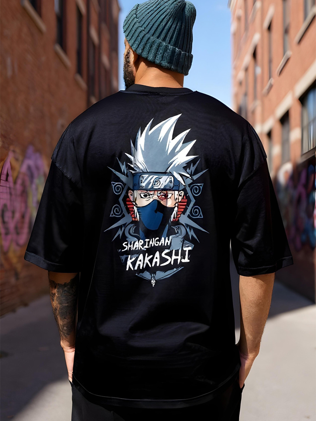 FLYIND VOGUE OUTFIT Men Naruto Bio Finish Graphic Printed Cotton Oversized T-shirt