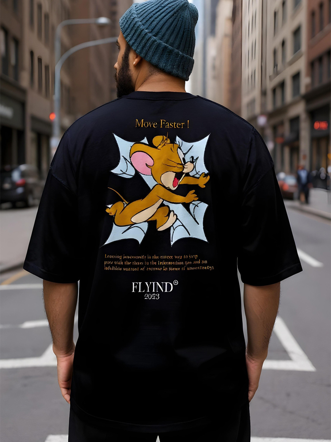 FLYIND VOGUE OUTFIT Men Tom & Jerry Bio Finish Graphic Printed Cotton Oversized T-shirt