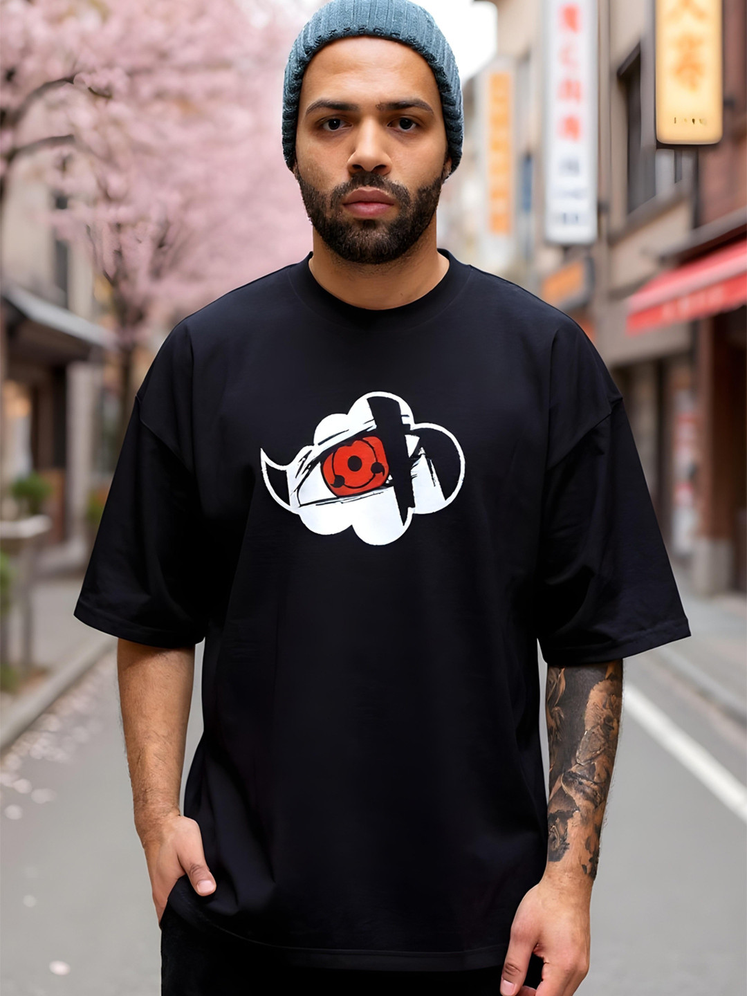 FLYIND VOGUE OUTFIT Men Naruto Bio Finish Graphic Printed Cotton Oversized T-shirt