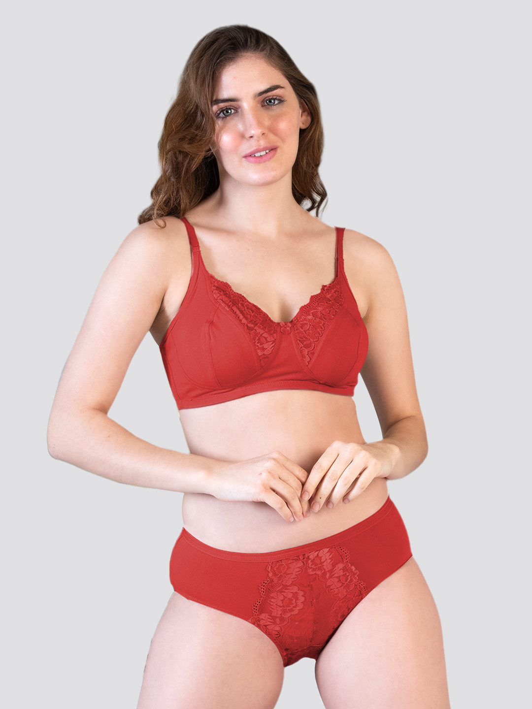 K LINGERIE Malini Set Self Design Shoulder Strap lingerie RD