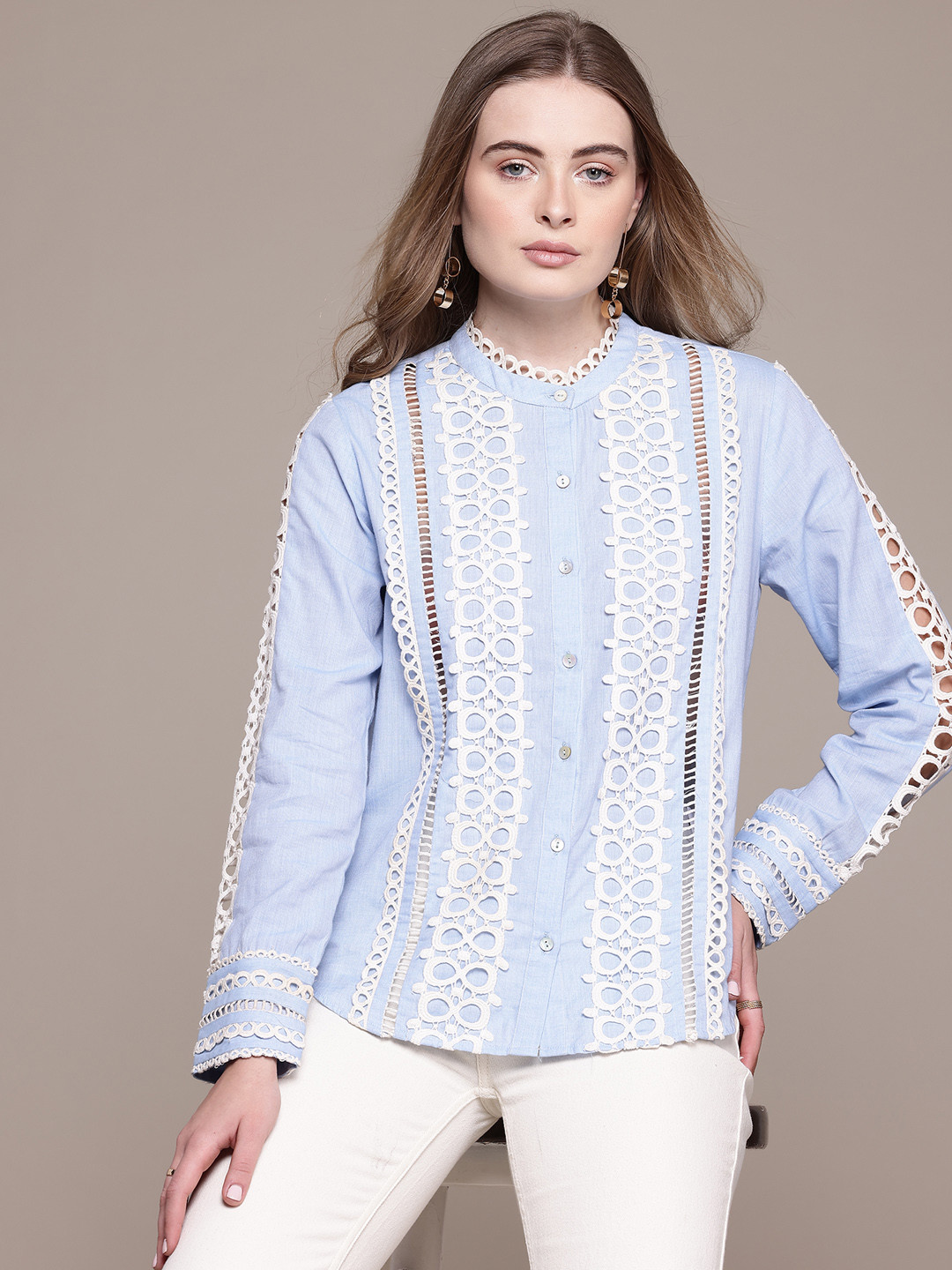 Label Ritu Kumar Lace Insert Casual Shirt