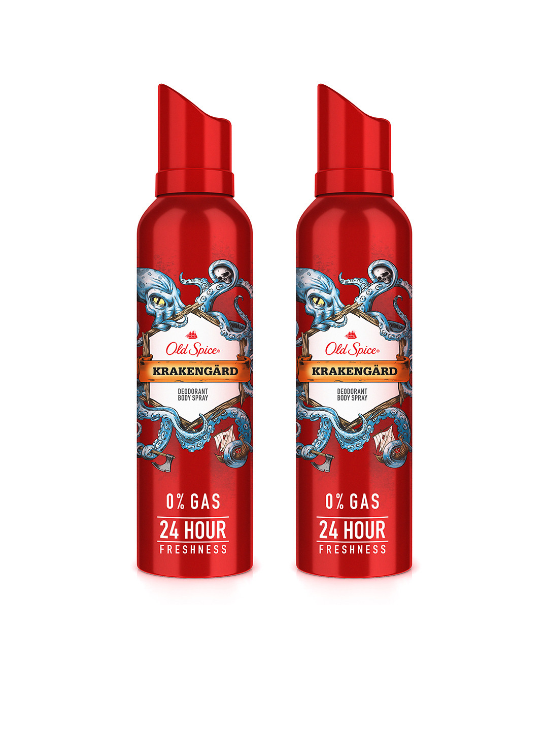 Old Spice Men Set of 2 Krakengard 0% Gas 24 Hour Freshness Deodorant Spray - 140 ml each