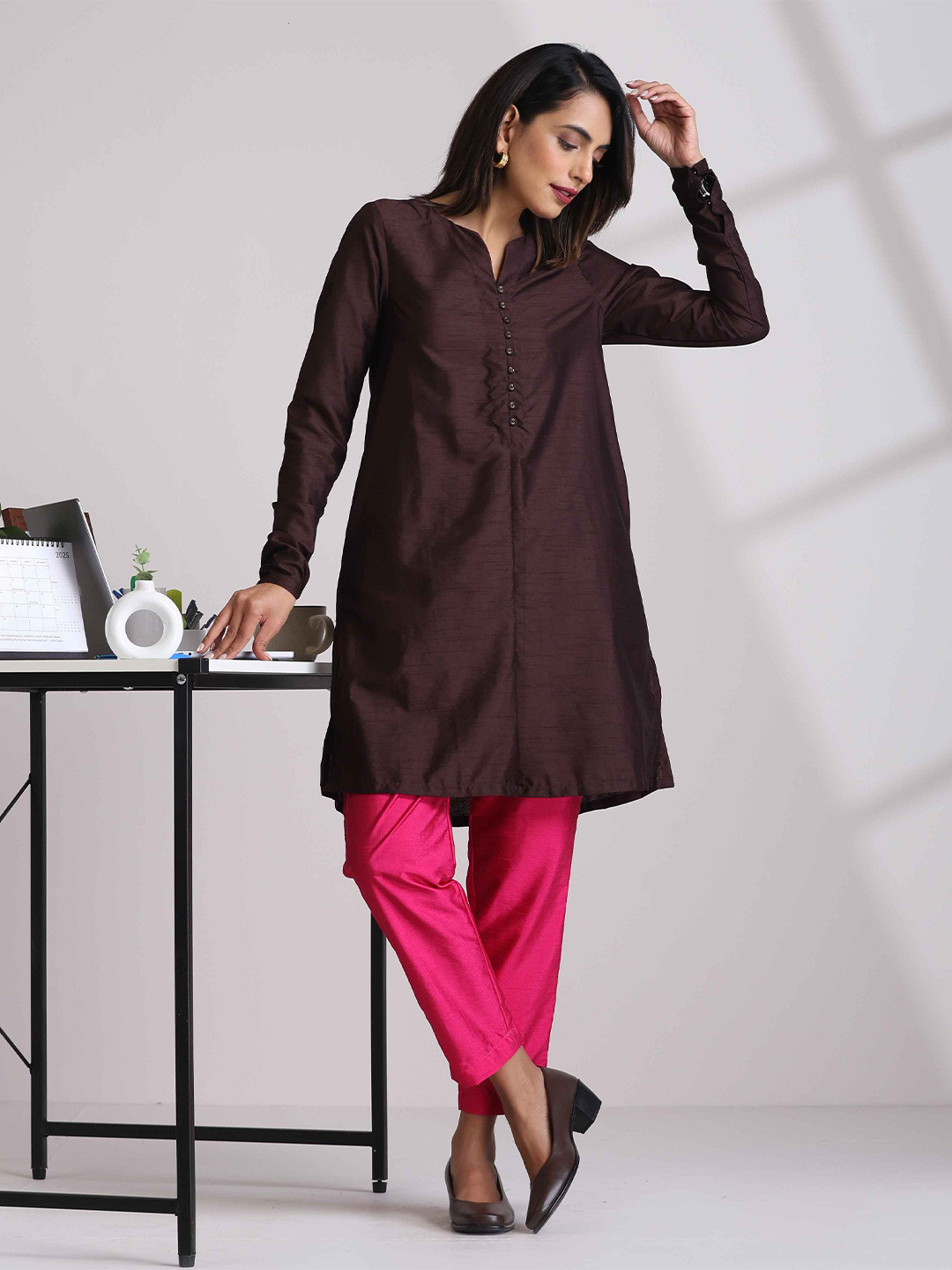 trueBrowns Cola Silk Kurta Co-Ords