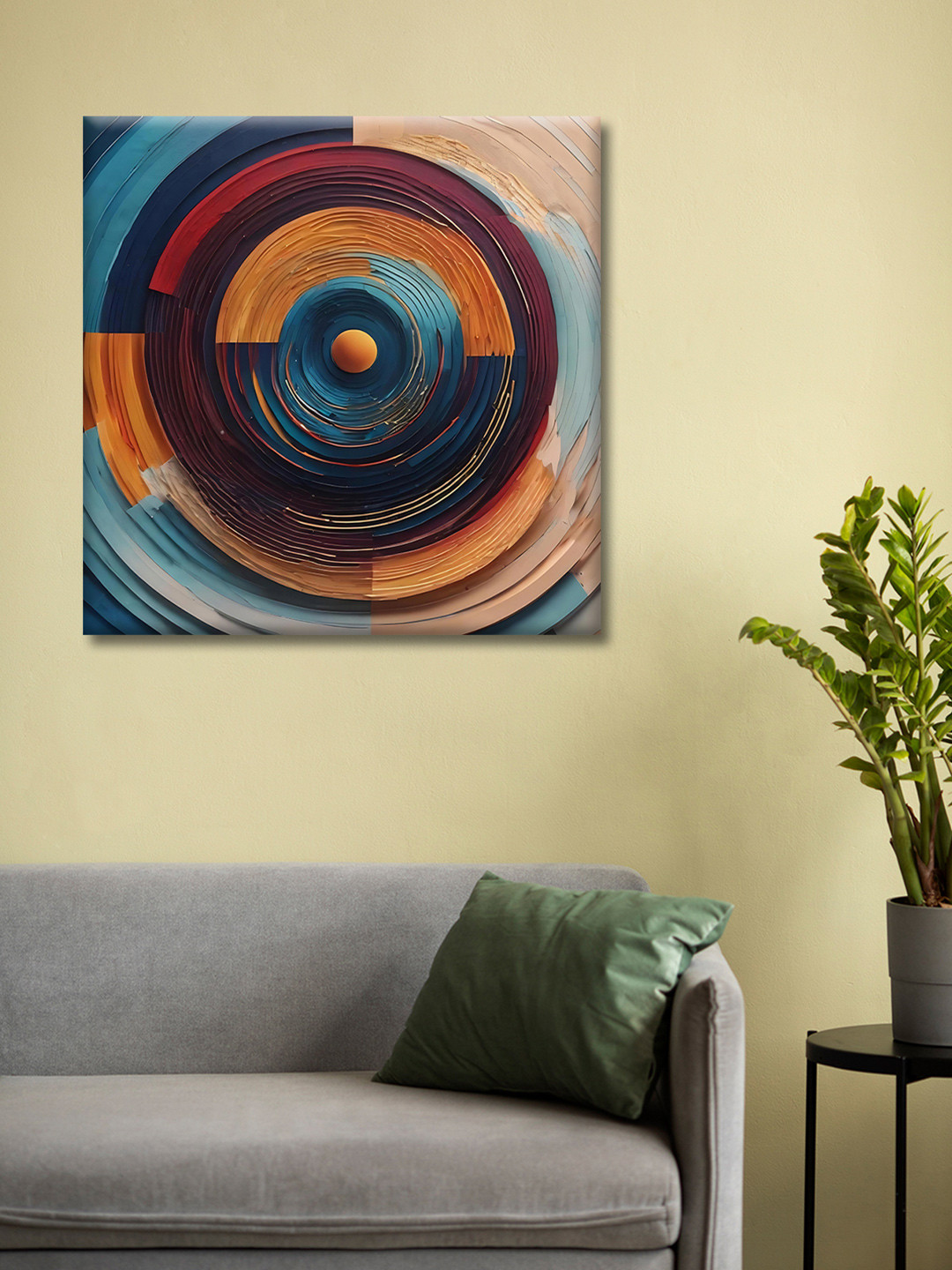 OLIVE TREE Blue & Orange Canvas Abstract Wall Paintings