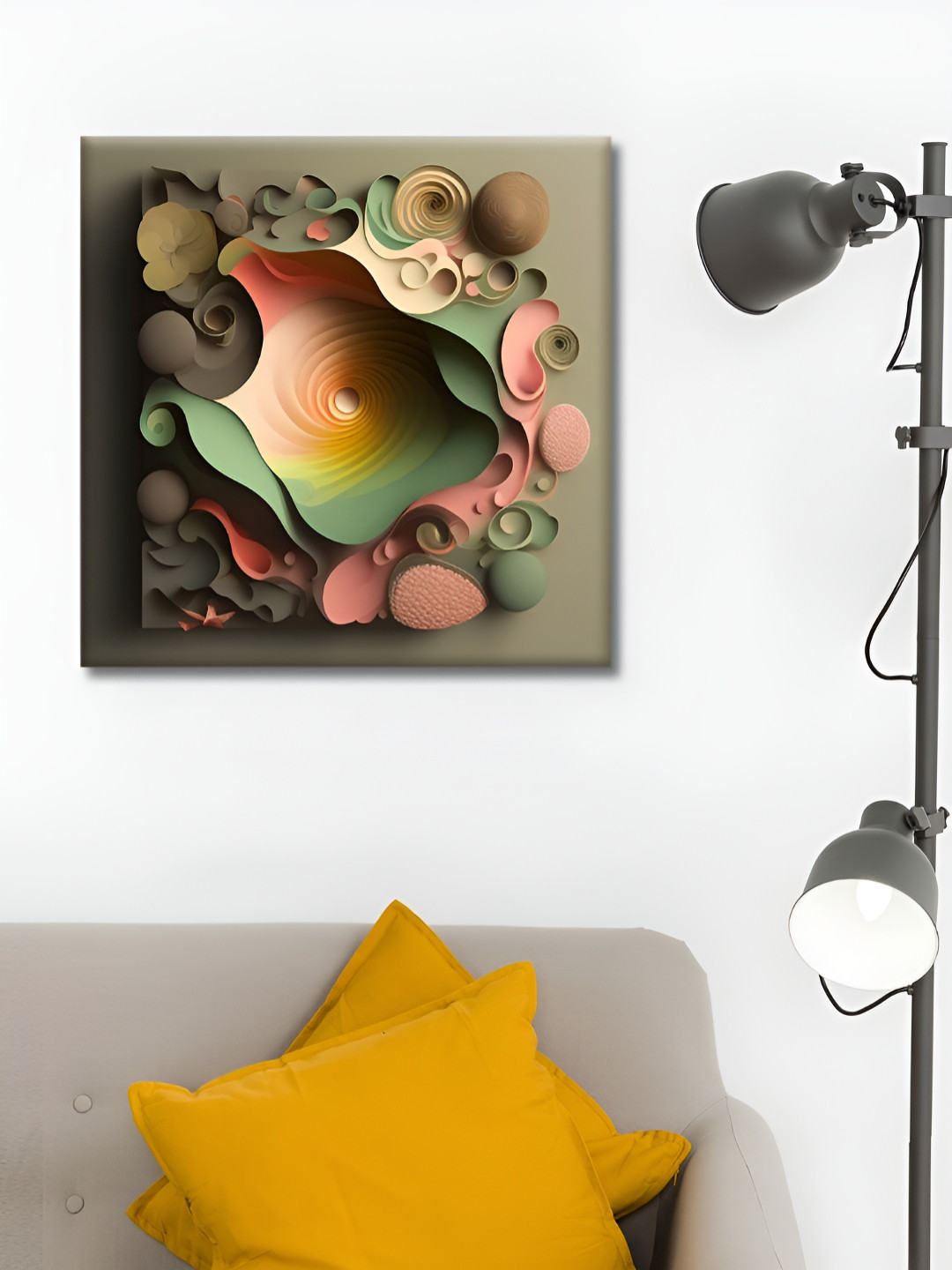 OLIVE TREE Green & Pink Abstract Canvas Wall Art