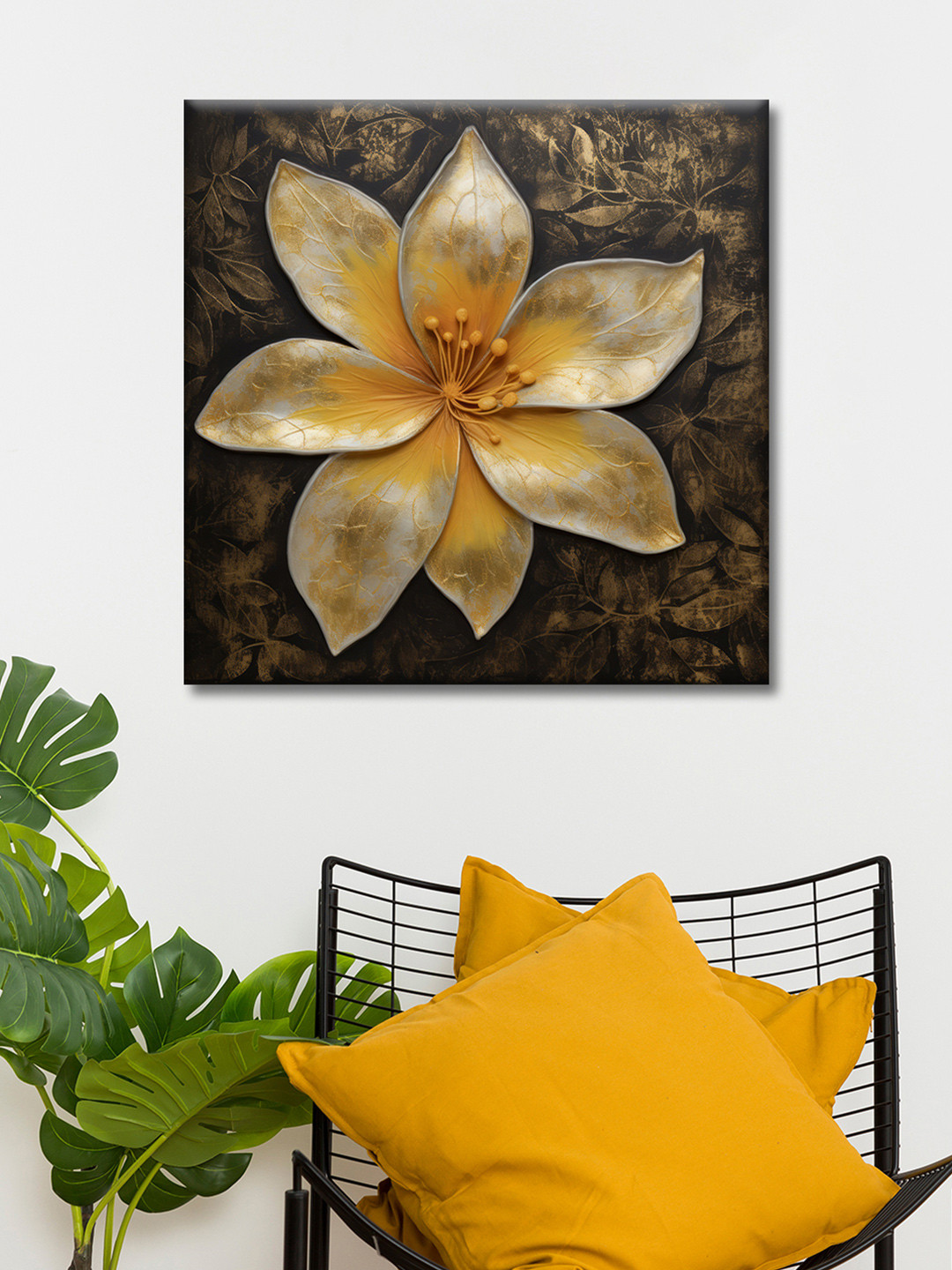 OLIVE TREE Gold Canvas Wall Living Room Square Potrait Paintings Wall Art -24 x 24In