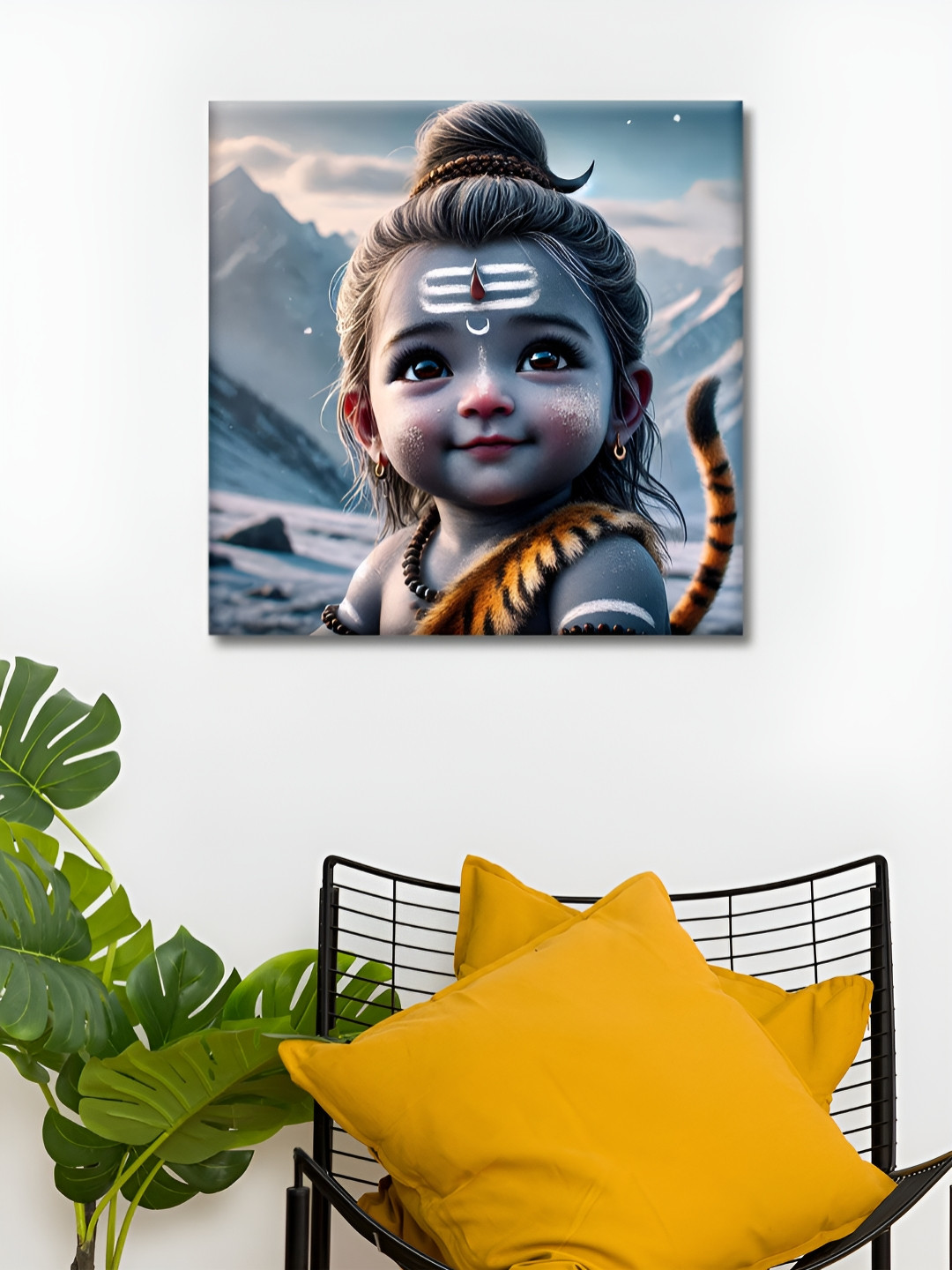 OLIVE TREE Lord Shiva Canvas Wall Square Paintings Wall Art - 24x24In