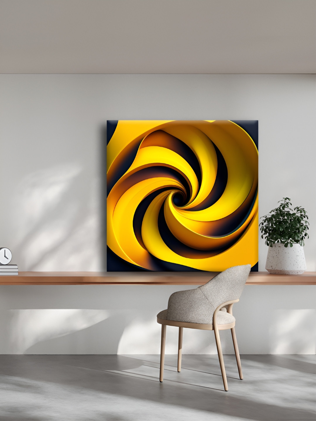 OLIVE TREE Yellow And Black Abstract Canvas Wall Art