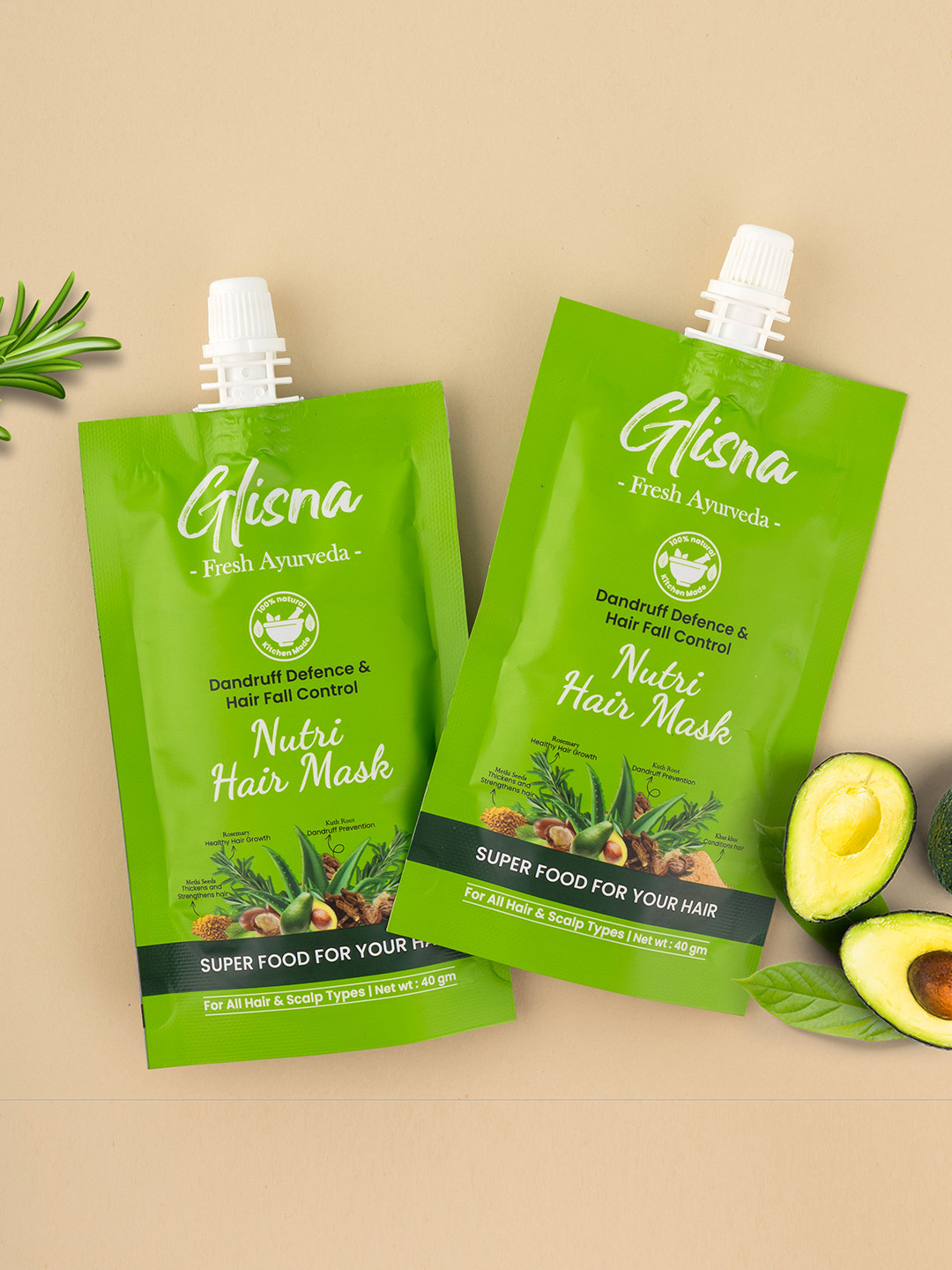 GLISNA Set Of 2 Dandruff Defence & Hair Fall Control Nutri Hair Mask - 40 g Each