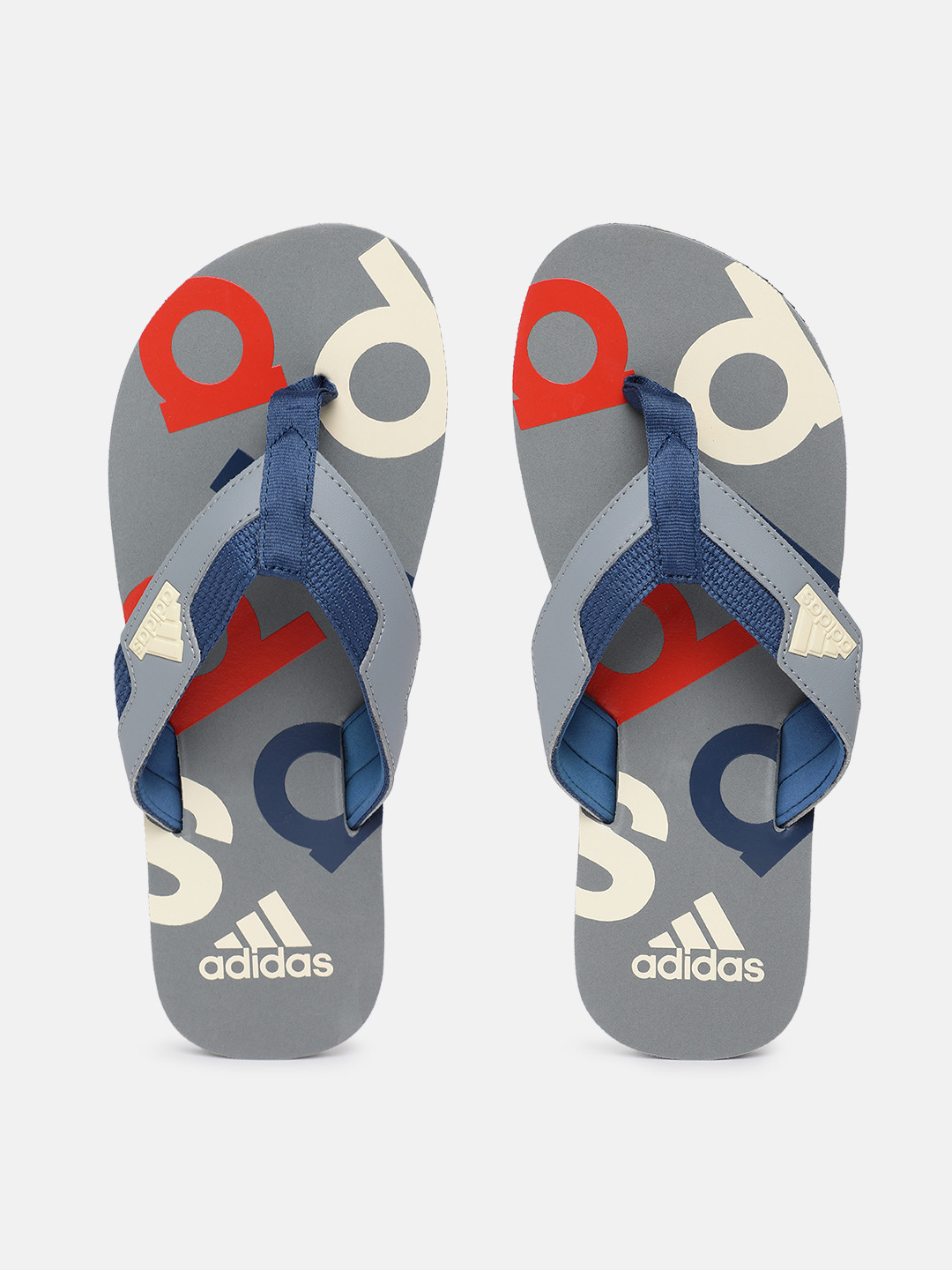 ADIDAS Men Distil Super Brand Logo Printed Thong Flip-Flops
