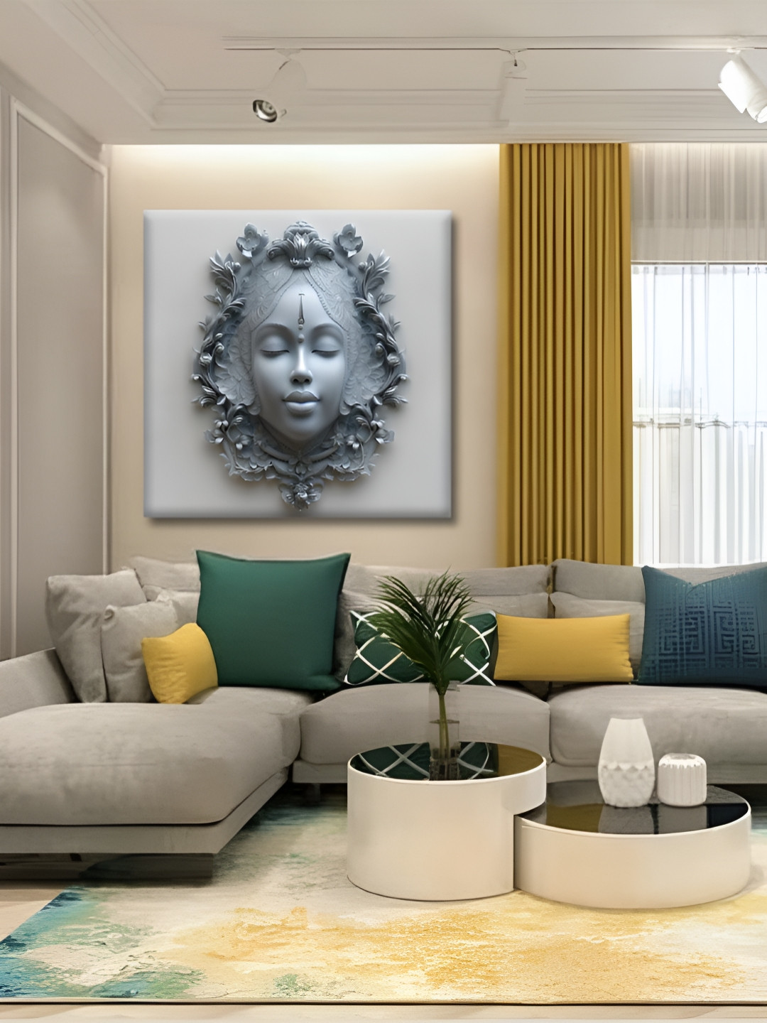 OLIVE TREE Grey Abstract Canvas Wall Art