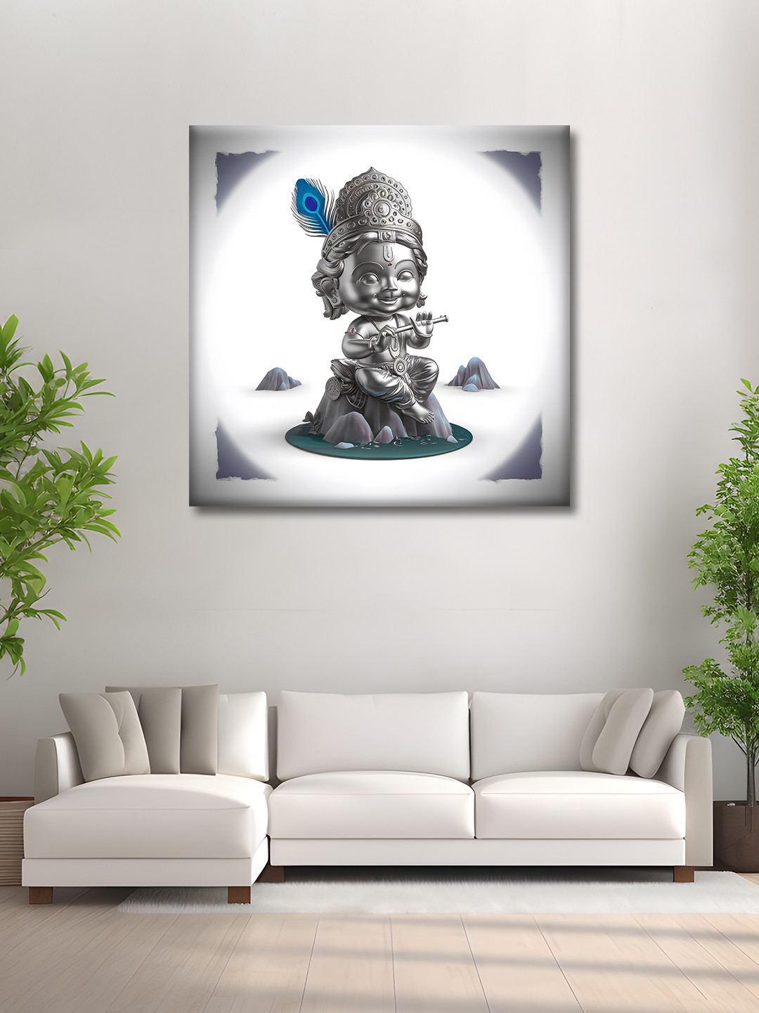 OLIVE TREE Silver Canvas Wall Living Room Square Potrait Paintings Wall Art -24 x 24In