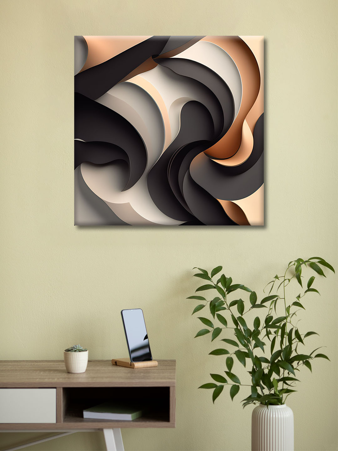 OLIVE TREE Black & Brown Canvas Abstract Wall Paintings