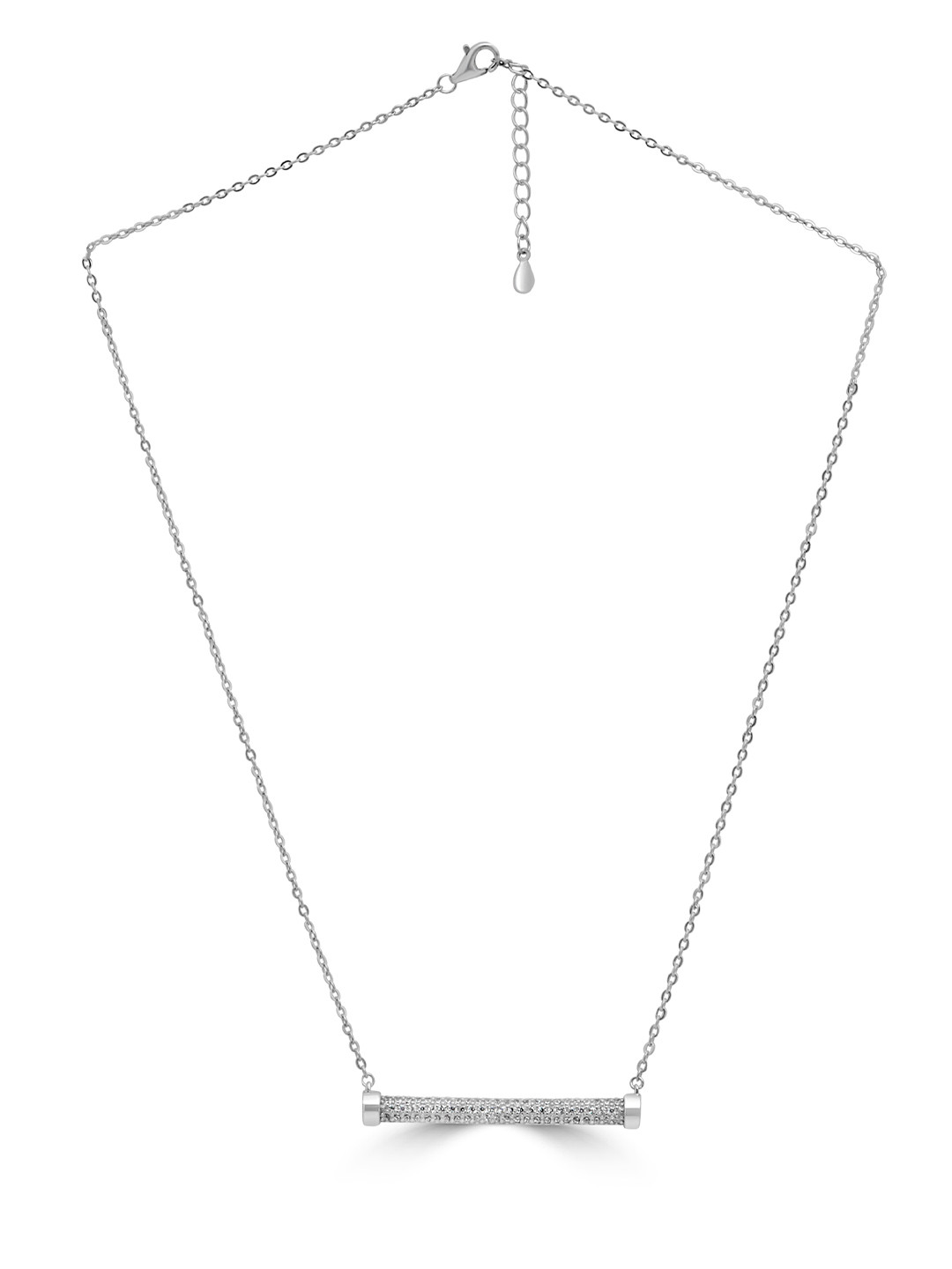 925 SILLER 925 Pure Silver Zircon Studded Funky Charm Pendant With Chain