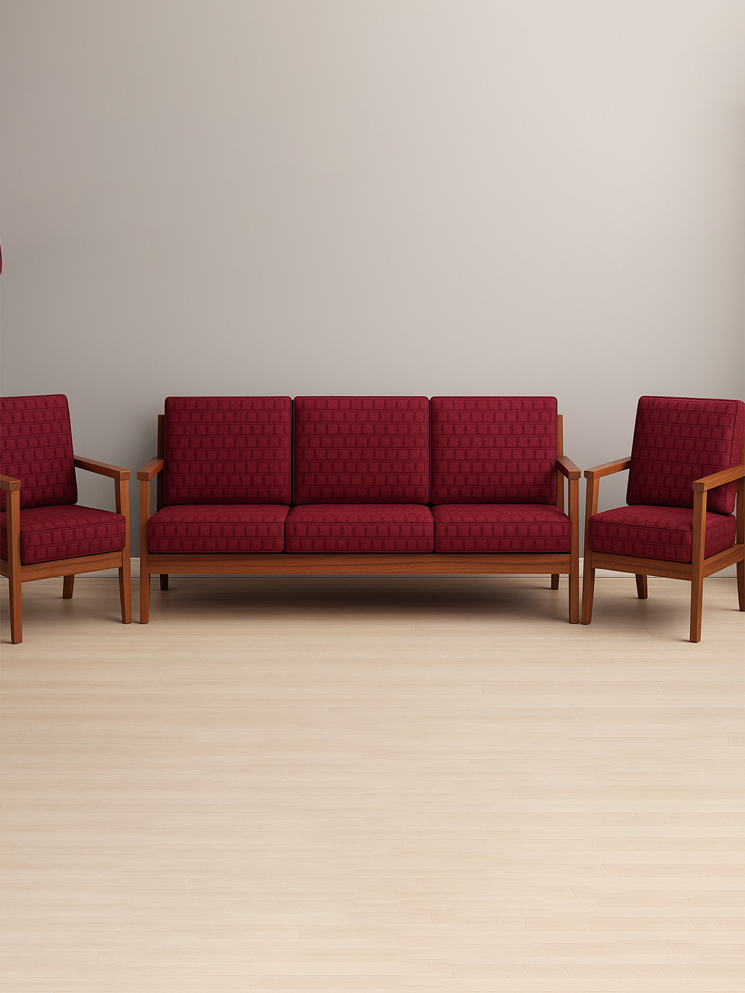 Cortina Maroon 5 Pieces Bubble Self Design Stretchable Sofa Cover