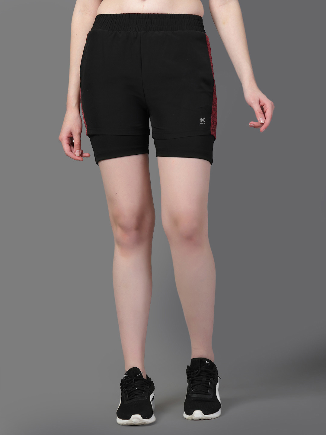 HRX by Hrithik Roshan Women Side Panelled Regular Fit Double Layered Running Shorts